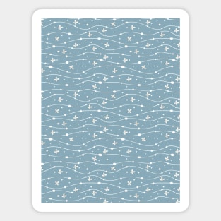 Blue Wavy Lines, Dots and Flowers Pattern Magnet